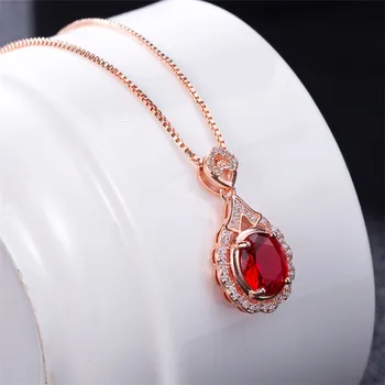 Skutočné Reálne 14 K Rose Gold Prívesok Prírodné Ruby Náhrdelník Šperky List Joyeria Fina Para Mujer Drahokam 14K Collares Náhrdelníky 10425