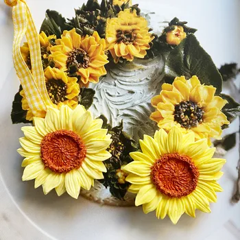 Slnečnica Aromaterapia sadrovej formy HOBBY ručné silikónové hlinené formy 3D Kvet mydlo formy tortu dekoratívne sviečky plesne