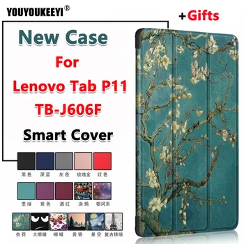 Smart cove Prípade Na Kartu Lenovo P11 11 palcový Tablet Folio Tri-fold stojan, Kryt Pre TB-J606F Funda+darček