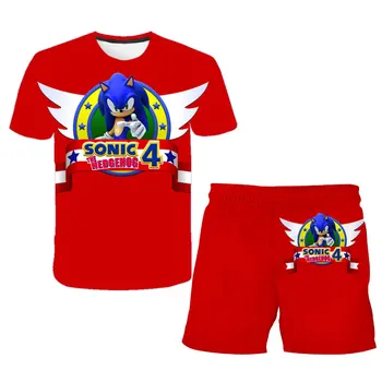 Sonic Deti Oblečenie Sady Topy+nohavice Sady Dievčatá Tshirts Deti Šortky Šport Suit Baby Chlapci T-shirt 4 5 6 7 8 9 10 11 12-14 Rok