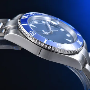 Sterilné modrý povrch pánske automatické mechanické hodinky hodinky z nerezovej ocele farba prípade 30 metrov nepremokavé 34846