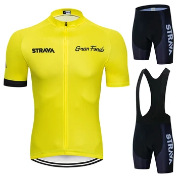 STRAVA Top Žltá Cyklistika Dres 2021 Mužov Rýchle suché Bicyklov, Cyklistické Oblečenie Maillot Ciclismo Priedušná MTB Bike Jersey Tričko 49954