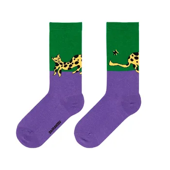 Stredné trubice ponožky jeseň a v zime kontrast farieb zvierat série bavlnené ponožky módne osobnosti pánske ponožky pár ponožky 9151