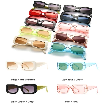 TAKŽE&EI Retro Malý Obdĺžnik Farebné slnečné Okuliare Ženy Iny Populárne Módne Jasné Modré Zelené Odtiene UV400 Mužov Námestie Slnečné Okuliare 6134