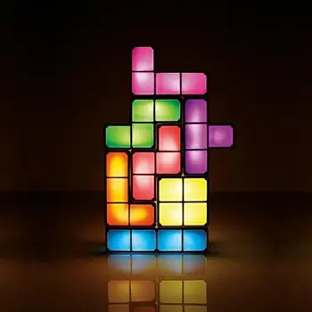 Tetris Stohovateľné Nočné Svetlo 7 Farieb 3D Puzzle Hračka Indukčné Spriahnuté Tetris Tangram Svetlo Magické Kvádre Hádanky Hračka Darček