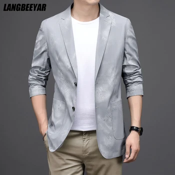 Top Triedy Nový Štýl Značky Bežné Kórejský Módny Vzor Muži Obleky Bunda Slim Fit Trendov Klasické Sako Coats Mužov Oblečenie 2021