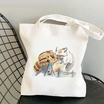 Totoro nákupní taška s potravinami shopper shopper bolsas de tela bavlna opakovane taška tkané juty bolsas ecologicas opakovane sac toile