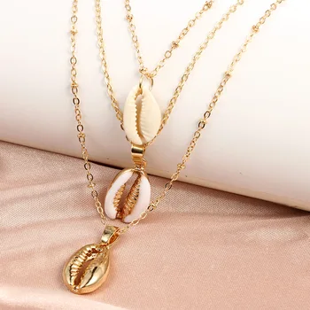 Tri vrstvy shell perlou nastaviť shell zlato Kauri Pre ženy, najlepší priateľ Kauri náhrdelník z mušlí českej šperky 107657