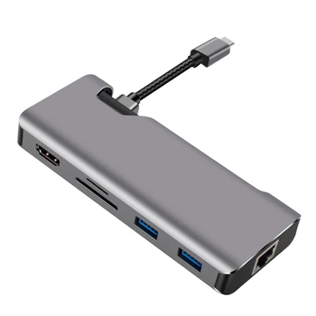 USB C HUB, Typ C až 4K kompatibilný s HDMI USB 3.0 RJ45 SD/TF Adaptér PD Rýchle Nabíjanie USB Dock Splitter Port Pre MacBook Pro Vzduchu 40450