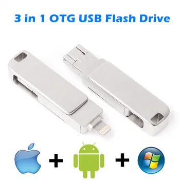 USB Flash Disk pre blesk/Andriod/PC 3 v 1 OTG 64GB 128GB kl ' úč pre iphone12/11/X/9/8/7/6/5S USB 3.0 16GB 32GB 6506