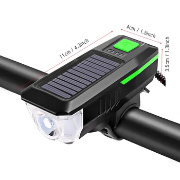 USB Nabíjateľné Solárnej Energie MTB Svetlo s Horn T6 LED Cestnej Horský Bicykel Predné Svetla Svetlometov 3 Režimy Cyklistické Vedúci svetlo 47625
