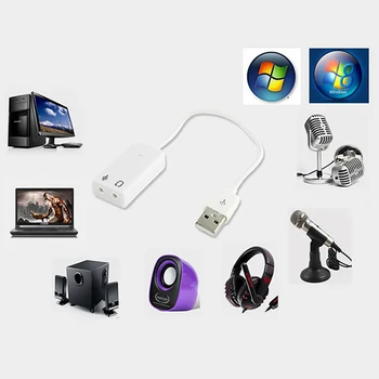 USB Zvuková Karta Virtual 7.1 3D Externý USB Audio Adaptér USB, Jack 3,5 mm Slúchadlá Micphone Zvuková Karta pre Notebook Notebook PC D 5599