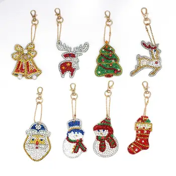 Vianočné Diamond Maľovanie Keychain Diamond Výšivky Predaj Keyring Taška Dekorácie Cartoon Handmake Dary 3043