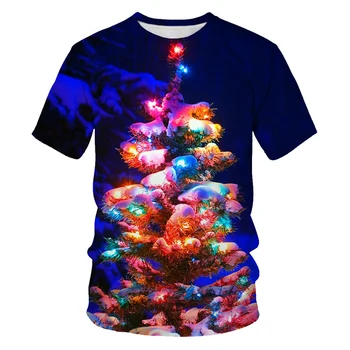 Vianočné snehuliak tému leto mužov a žien T-shirt ulici osobnosti O-krku-krátke rukávy nadrozmerné T-shirt 3D tlač