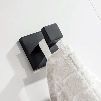 Vintage nehrdzavejúcej ocele, čierne lakovanie uterák háčik na stenu vešiak štvorcovou základňou háčik kúpeľňové doplnky nastaviť WF