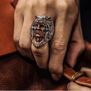 Vintage Viking Robustný Prst Prsteň Egyptský Faraón Vlk Hlavu Divokých Zvierat Prstene pre Mužov Osobnosti Šperky Retro Darček