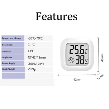 Vnútornú Teplotu/Vlhkosť Meter Jednoduché Mini Digital Hygrothermograph Presné Meranie Nástroja Praktické Ľahko Nainštalovať