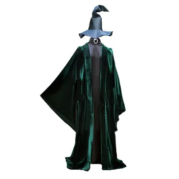 Vysoká Kvalita Profesorka Minerva McGonagall Cosplay Kostým Magic Župan Cape Plášť s Klobúk Úlohu Hrať Halloween Karneval Šaty 41260