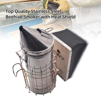 Vysokú Kvalitu Nerezovej Ocele Úli Fajčiar s Tepelný Štít Ochrana a Montážny Hák Včelárske Náradie Bee Špeciálne Fajčiar