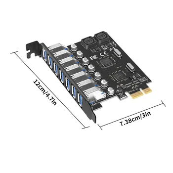 Vysoký Prenos Dát USB 3.0 7 Port PCI-E Express Kartu s 15 kolíkový Napájania SATA Konektor PCIE Prispôsobiť VL805 a VL812 Čipsetom 14796