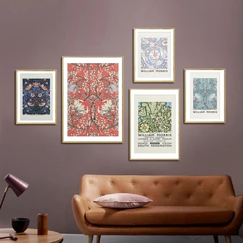 William Morris Museum Výstava Plagát Vintage Kvetinový Listy Wall Art Maliarske Plátno Tlačiť Jahoda Zlodej, Obraz Domova
