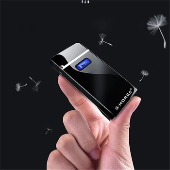 Windproof USB Elektronické Ľahšie Led Displej Zapaľovač Cigariet Nabíjanie Elektrických Ľahšie Plazmové Ľahšie Gadgets pre Mužov Darček