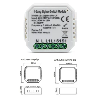 Woolink Zigbee Smart Switch Modul Relé S Neutrálny 1 2 Gang 2 Spôsob Tuya Bezdrôtové Ovládanie Podporu Zigbee2MQTT Alexa Domovská Stránka Google