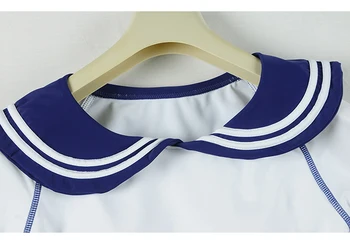 WTCandy 2020 Nové námorníctvo Dlhé Rukávy Dve Kus Plavky Dievča Školskú uniformu Bikini Biele Modré Plavky s sukne, plavky 12315