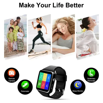 X6 Bluetooth Smart Hodinky Pre Mužov, Ženy, Šport Náramok Dotykový Displej S Kamerou Podporu SIM Karty Náramkové Hodinky Pre Mobilný Telefón
