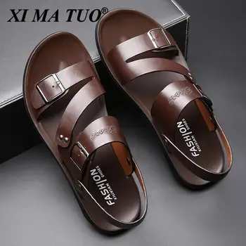 XIMATUO Mužov Sandále 2021 Kožené Originálne Mužov Letné Topánky Muž Nový Bežné Pohodlné Sandále Naboso Mužov Homme Dospelých 37306