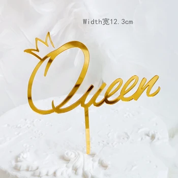 Zlato Kráľ, Kráľovná Akryl Tortu Vňaťou Happy Birthday Crown Cake Vňaťou Pre Svadobný Deň svätého Valentína Strany Cake Dekorácie Dodávky
