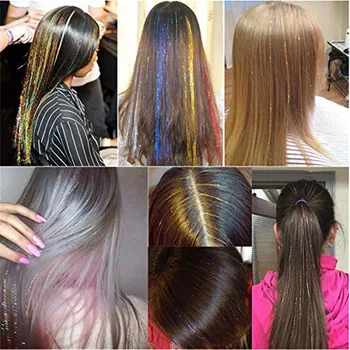 Zvýraznite Lesk Pozlátko Predlžovanie Vlasov Clip In - Farebné Strany Šumivé & Lesklé Predlžovanie Vlasov Vlasy Streak Bling Hairpiece