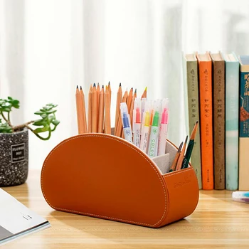 Úložný Box Multi-Function PU Kožené Stôl Organizátor Box Farbou Jednoduchý Štýl Home Office Diaľkové Pero Kozmetické Skladovanie 4772