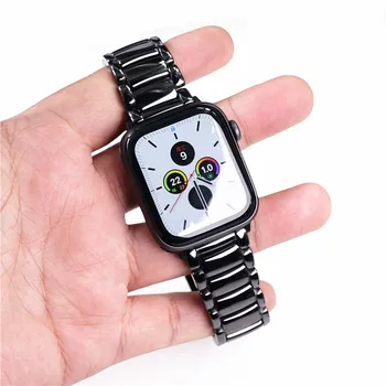 Čierne biele keramické popruh pre Apple Iwatch 40 42mm 44 mm série 2 3 4 5 6 SE hodinky remienok náramok náramok náhradné pásmo pásu