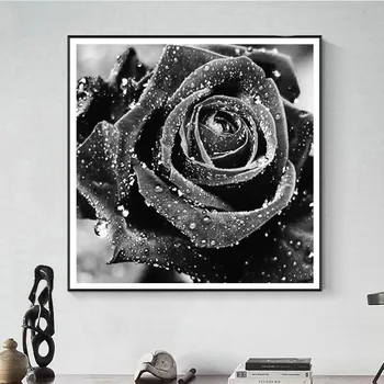 Čierne Biele Ruže Kvet DIY Diamond Maľovanie Cross Stitch Milenca Kvetinový Diamond Výšivky Mozaiky Predaj Auta Domov Izba Dekor 8585