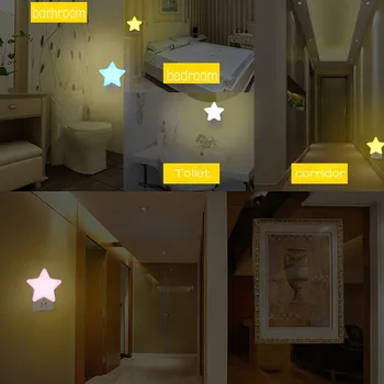 Ľahké Ovládanie Mini Star LED Nočné Svetlo AC110-220V Pulg-in Zásuvky, Spálne, Nočná Lampa EU/US Plug Deti, Dieťa Spí na Čítanie 61922