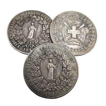 Švajčiarsko 40 Batzen Pamätné Mince 1847 Veniec Okolo Priateľské Podanie Ruky Mincu Kolekciu Suvenírov, Domáce Dekorácie Remeslá 30830