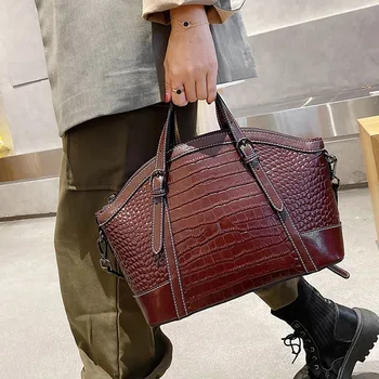 ženy, originálne kožené luxusná taška cez rameno skutočné cowhide kožené práce tote tašky pre ženy elegantné kožené sac krokodíla femme 12722