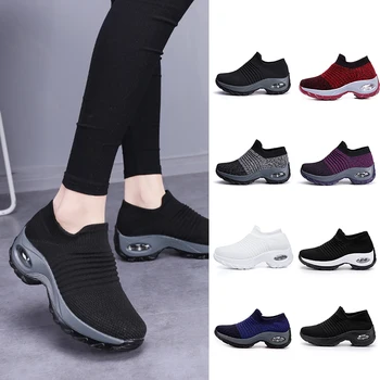 Ženy to veľké veľkosti tenis ležérne topánky zvýšiť módne hrubé-soled tenisky svetlo vulkanizovanej ponožky vzduchovom vankúši priedušná obuv 12496