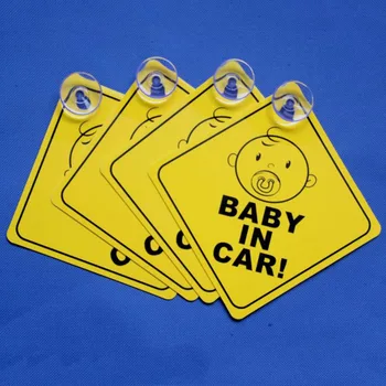 Žltá/Čierna Baby Na Palube Dieťa v Aute Upozornenie Bezpečnostné prísavky Okno Odznak Nálepky Nepremokavé tabuli 11968