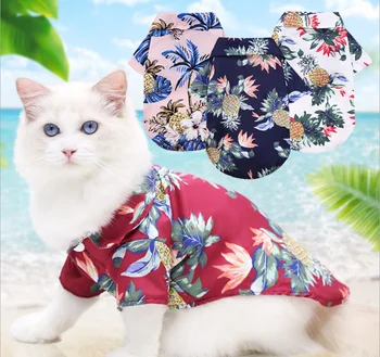 гавайская рубашка Letné Beach Psa Tričko Oblečenie Havaj Štýl Pet Oblečenie Flóry T Shirt Havajské pes, mačka Chiwawa Chihuahua
