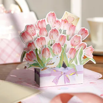 1 ks Pop-Up Kvet Karty Flóry 3D Pohľadnice na Narodeniny Matky, Otca, Deň matiek, Deň Promócie Výročie Svadby