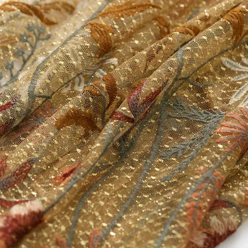 1 meter Mäkké zlatá niť čistý priadza výšivky, čipky textílie tylu textílie diy oblečenie cheongsam šaty, sukne dizajnér textílie