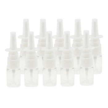 10 Štvorcových Plastové Prázdne Naplniteľné Nosový Sprej Fľaše Rozprašovača Kontajner 10 ml