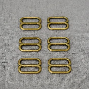 100 Ks/Balík 20 mm Antique Brass Kovové Obdĺžnik Nastaviť Tri-Glide Pin Pracky Jazdca Slučky DIY Ramenný Kožený Vak Popruhu Pásu Web