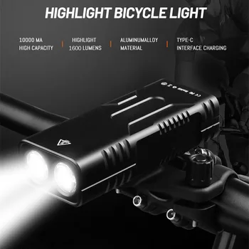 10000mAh Svetlo na Bicykel USB Nabíjateľné 1600 Lúmenov Požičovňa Svetlometu T6 LED Ultra-Svetlý Baterka Predné Lampy Späť Zadné Svetlo
