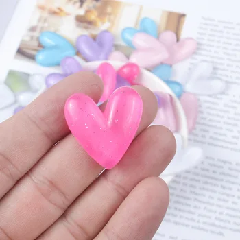 10Pcs Ploché Späť Živice Gliter Láska Srdce Flatback Cabochons DIY Doplnkov Pre Scrapbooking Príslušenstvo