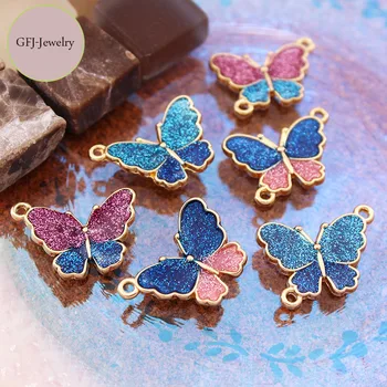 10pcs Smalt Trblietavé Blue Butterfly Prívesok Charms pre Šperky, Takže Náhrdelník Náramok Náušnice DIY Príslušenstvo Šperky
