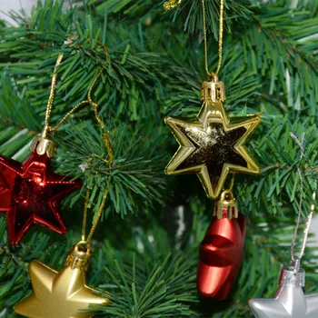 12PCS Multicolor Hviezda Strom Garland Ratan Plastový Prívesok Vianočné Dekorácie Nový Rok Visí Ozdoby Domácej Strane
