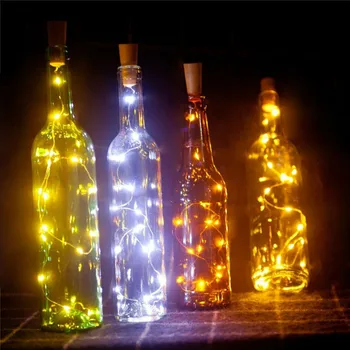 1M 2M Fľaša Vína Svetlo Korku Tvar Batérie Medený Drôt led Reťazec Svetlá pre Fľaše DIY Žiarovky LED Vonkajšie Vianočné Strom Svadbu